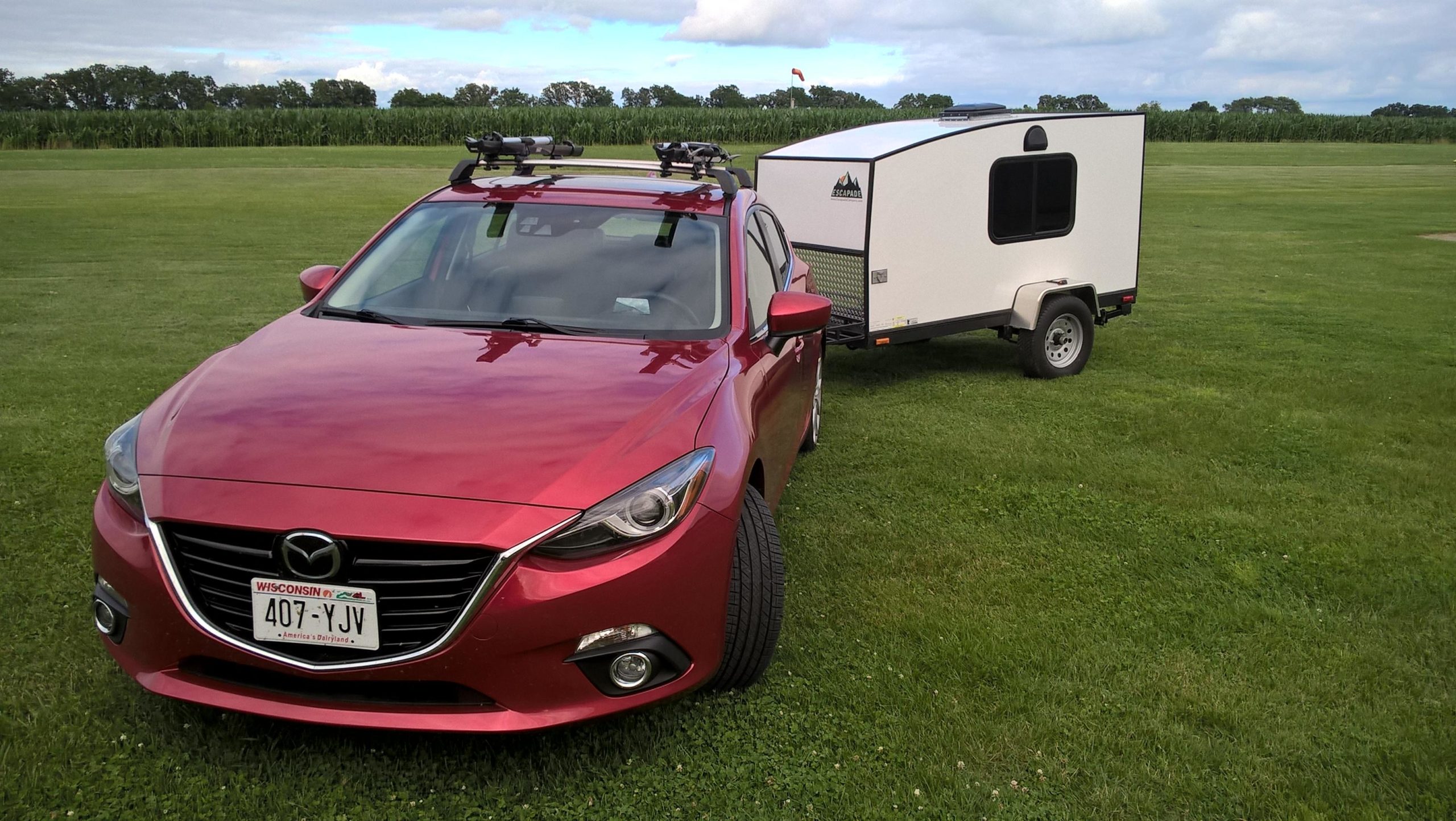 Car with trailer.