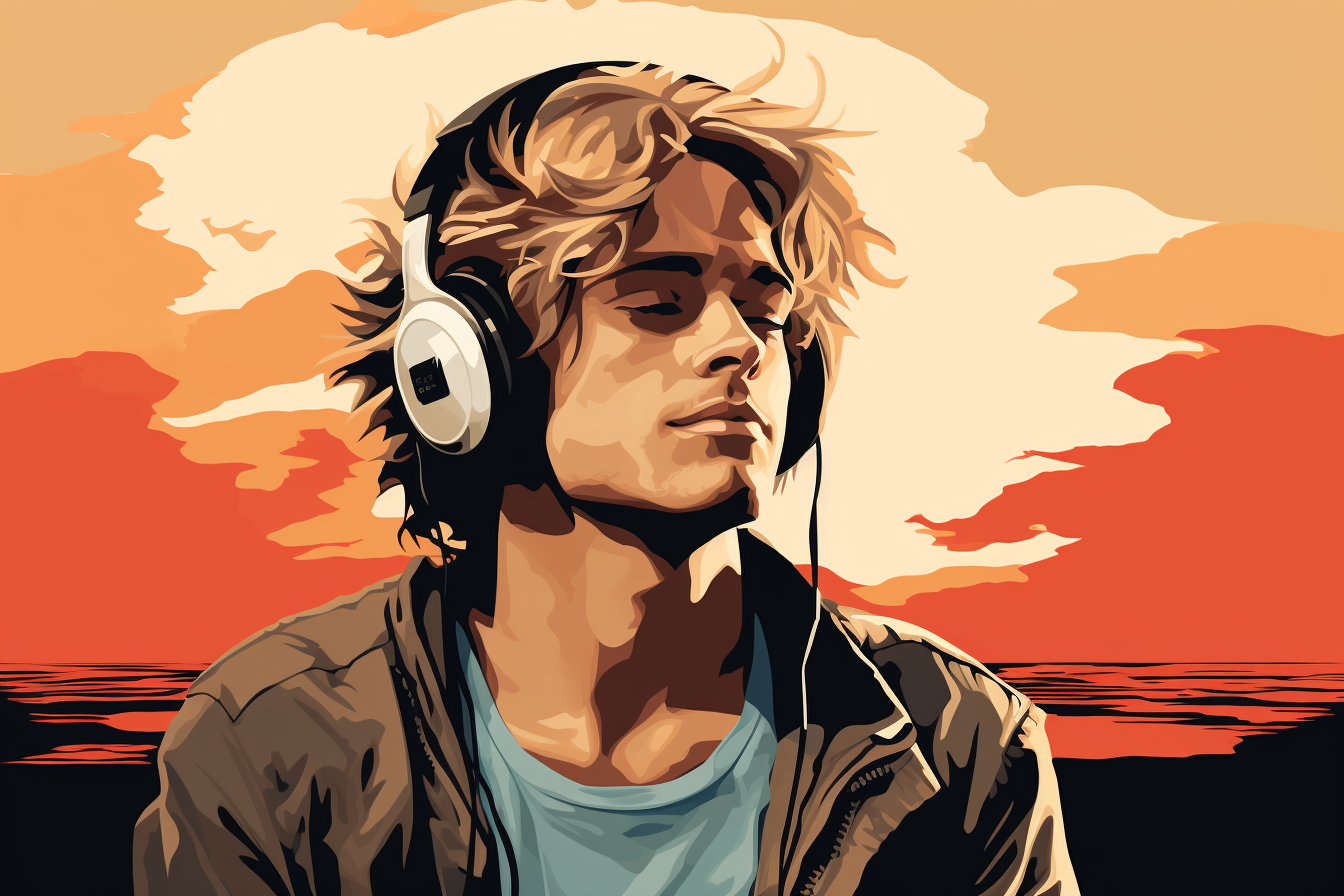 young man listening to headphones