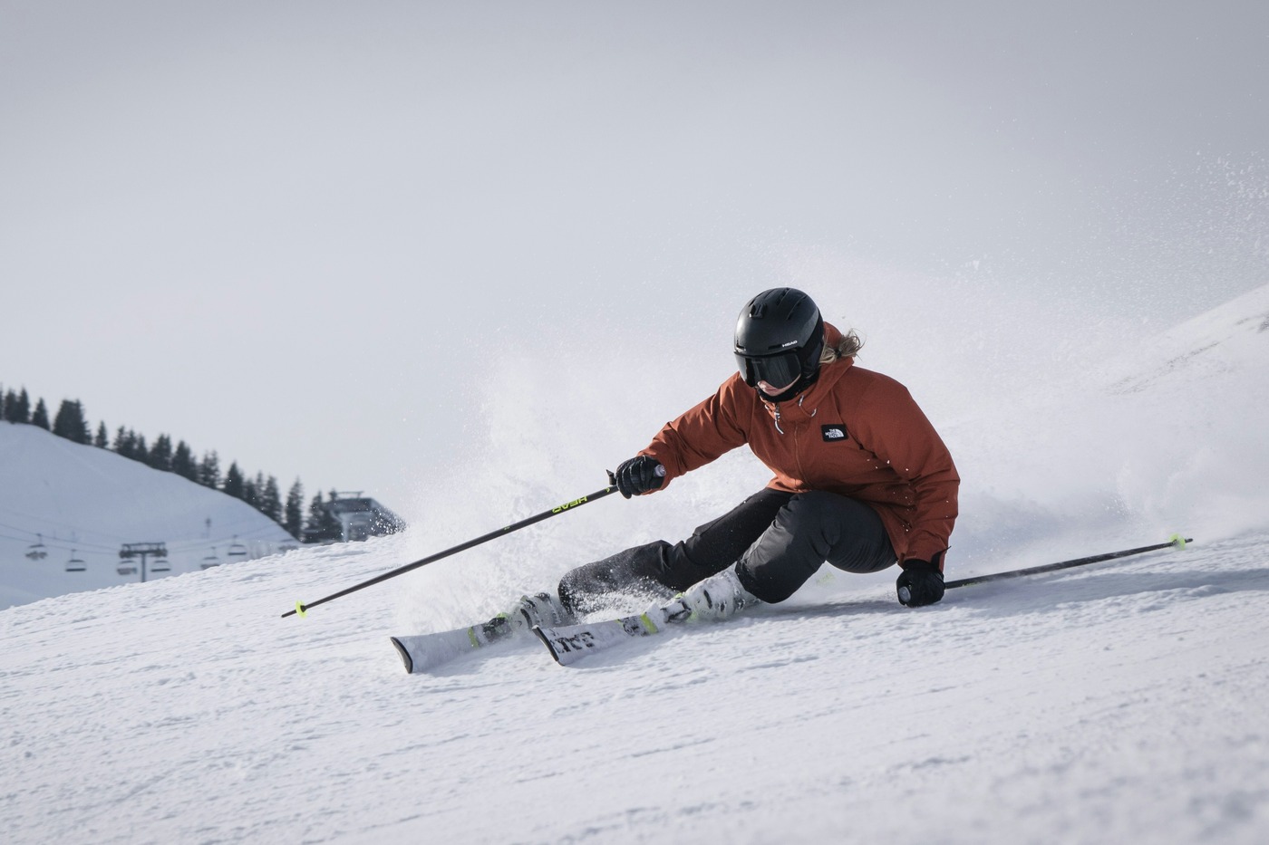 A downhill skier