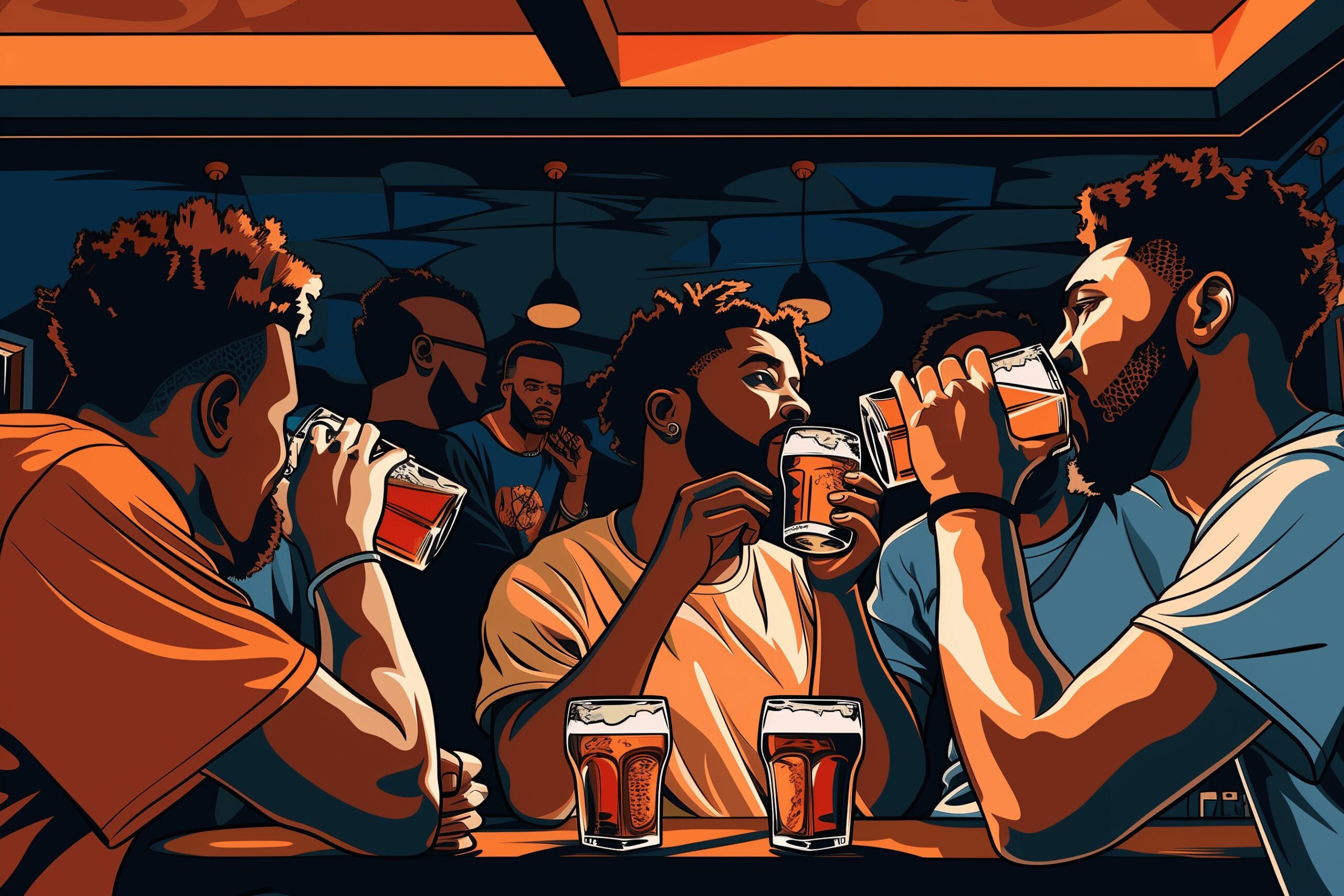 Men drinking together on National Beer Day