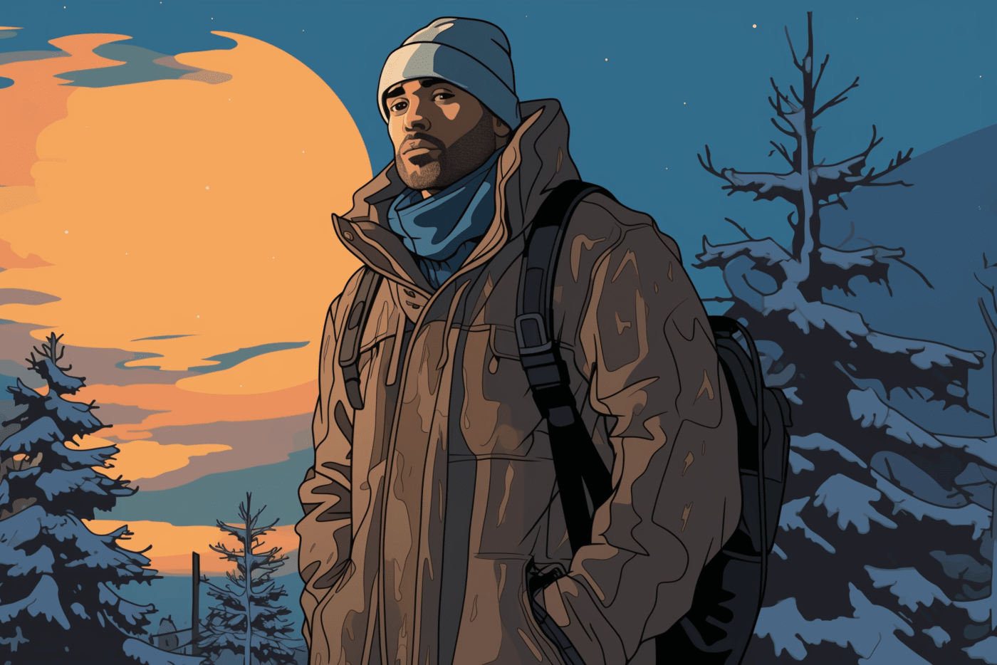 Man bundled up in winter weather