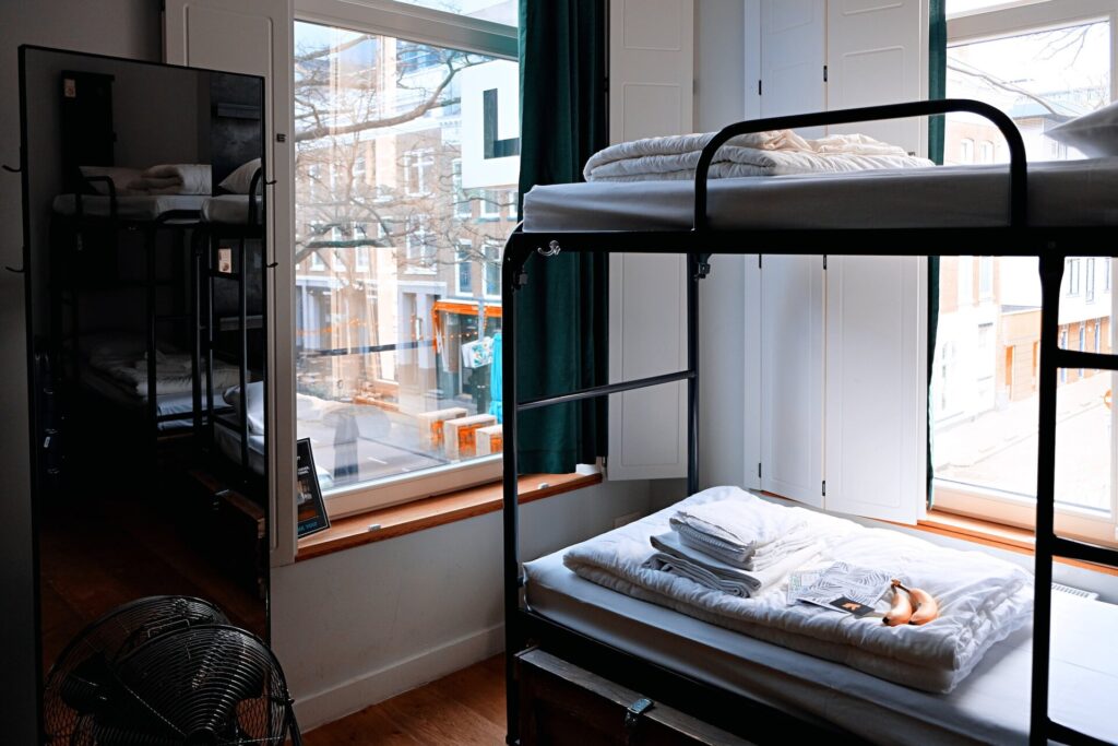 Bunk bed inside a room