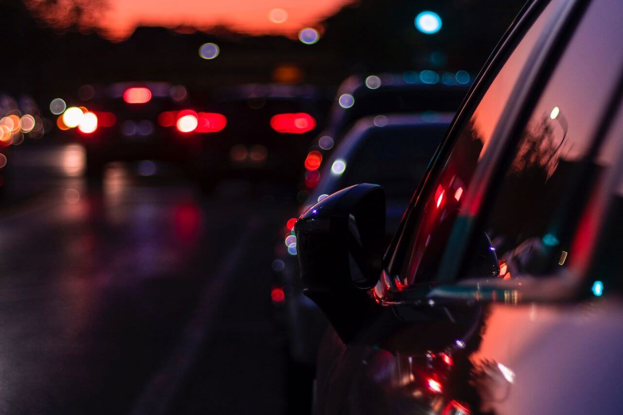 cars parked at night