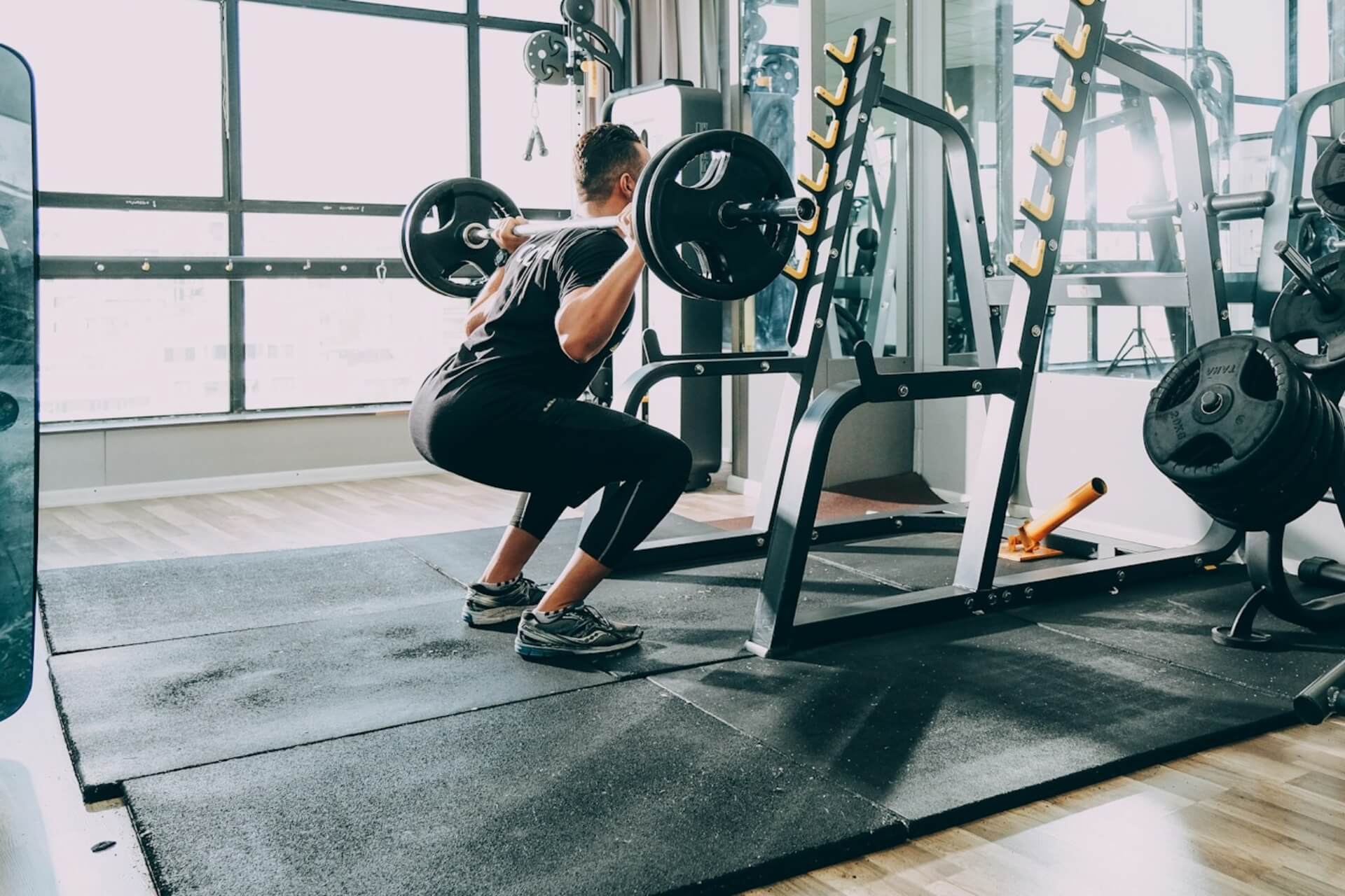 Man working out in a gym