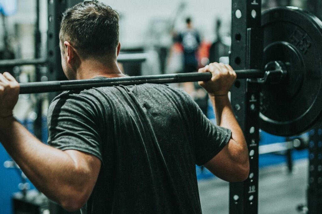 Man working out in a gym